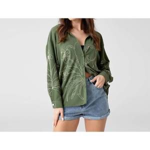 NEW SOULOFMU drop shoulder embroidery oversized shirt in khaki